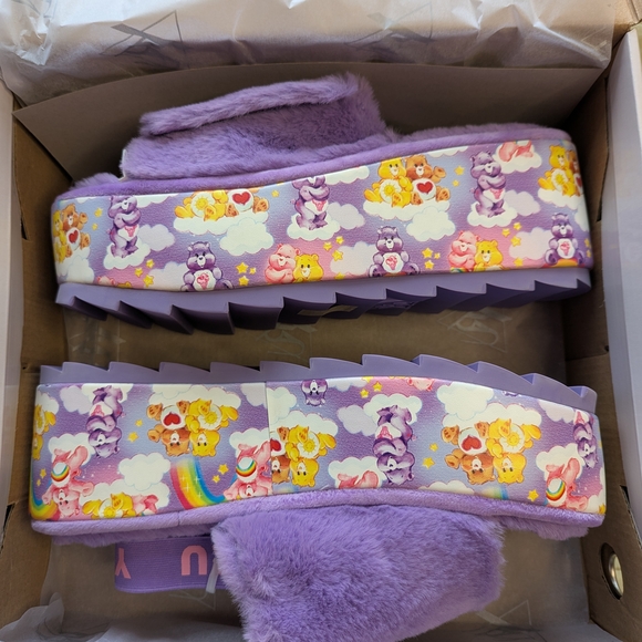 YRU Shoes - YRU Purple Fuzzy Sandals Qozii Slide Care Bears, Size 10, NWT